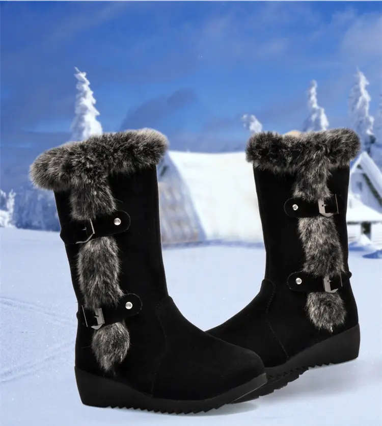 Sepatu Bot Pendek Wanita untuk Wanita, Sepatu Bot Semata Kaki Musim Dingin Salju Klasik, Sepatu Bot Luar Ruangan Hangat Bulu Modis untuk Wanita