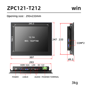 Zhichun Embedded PC 12,1 Pulgadas 1024x768 Marco Abierto Computadora Industrial Monitor de Pantalla LCD con Múltiples Interfaces