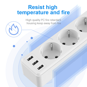 Wonttravel สายต่อพ่วง USB เยอรมัน3ช่องปลั๊กไฟ5ทางเต้าเสียบปลั๊กไฟเยอรมัน - Product Image 4