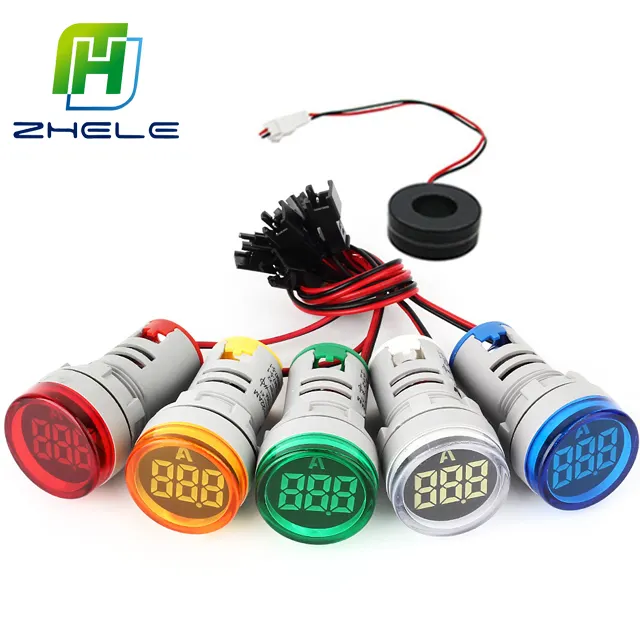 Sıcak Satış Yuvarlak 22mm 100A AC Renk Tek LED Göstergesi Dijital Ampermetre