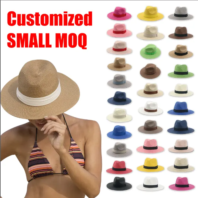 ZG beach sun fedora boater straw hat men sombrero de paja custom cowboy panama bulk wholesale straw hats summer women