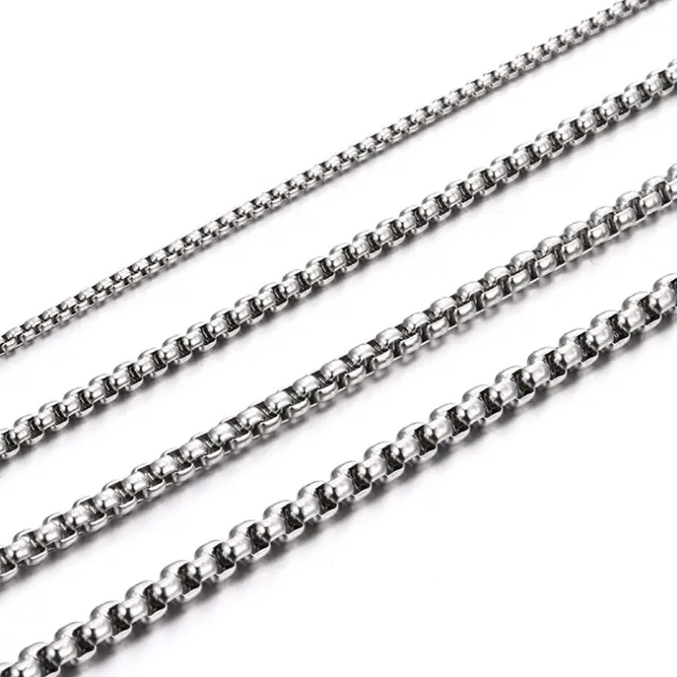 Personnalisé hommes femmes bijoux accessoires en acier inoxydable 316L rolo chaîne collier brut chaîne lien collier