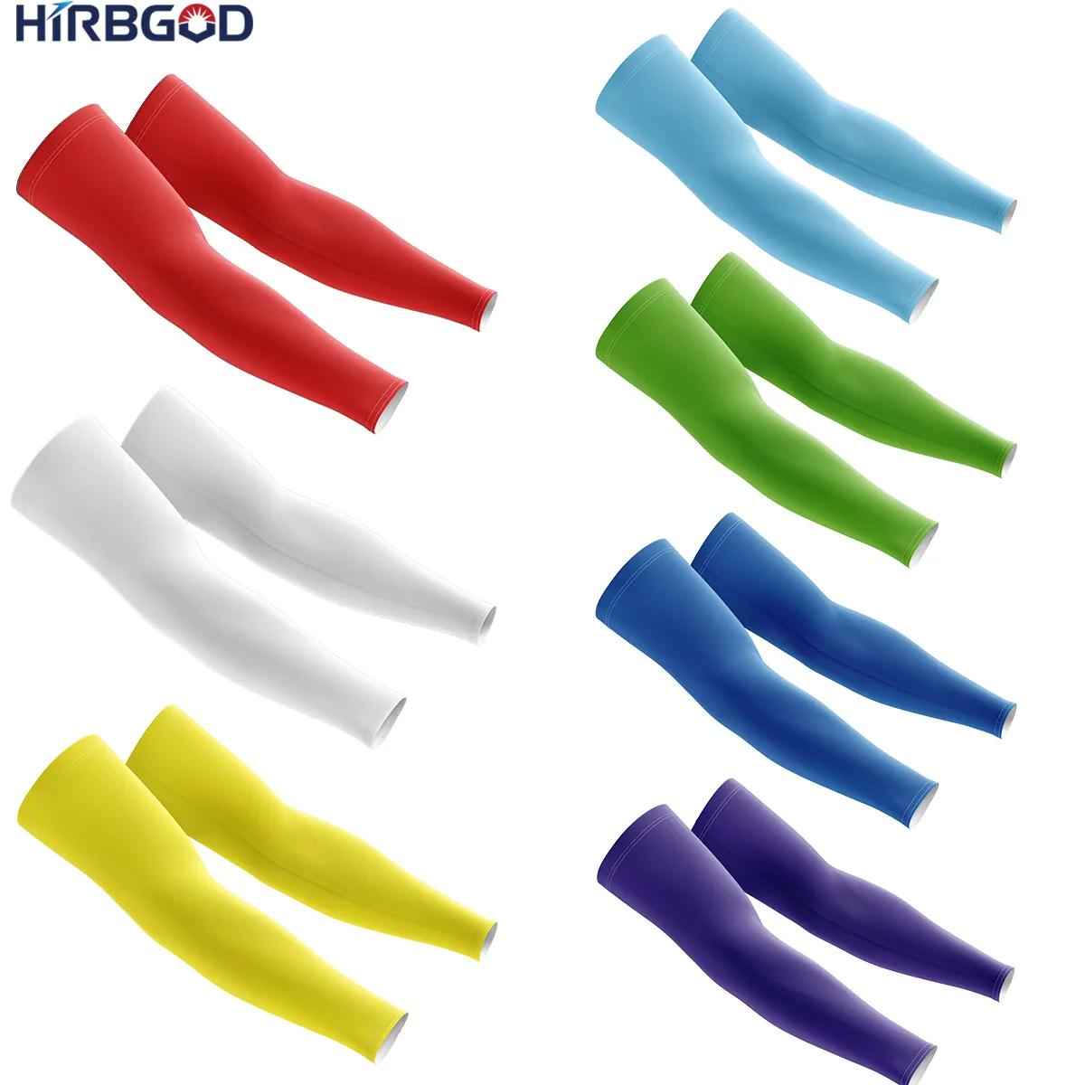 HIRBGOD ปลอกแขนลายสักสำหรับเล่นกอล์ฟเบสบอล,ปลอกแขนป้องกันสำหรับการวิ่งกลางแจ้งสีพื้น