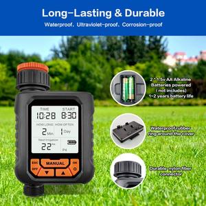 Timer acqua esterna per irrigatore 1 presa grande schermo LCD Timer di irrigazione programmabile per giardino manuale prato - Product Image 5