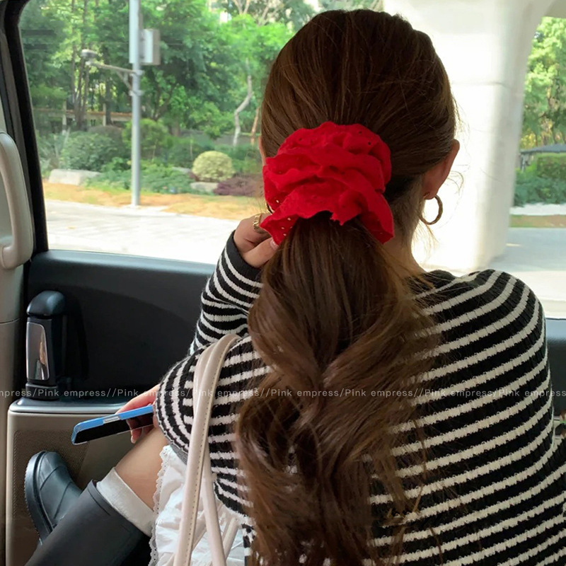 3 Red lace scrunchies (4 layers)