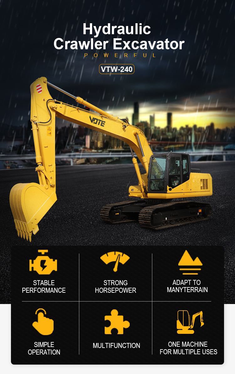 Hydraulic excavator 24 ton large excavator the newest product long boom crawler digger powerful engine