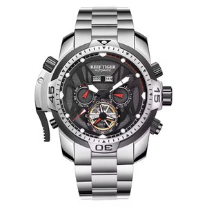 REEF TIGER RGA3532G spor izle yıl ay sürekli takvim büyük çelik kasa saatler ile karmaşık arama