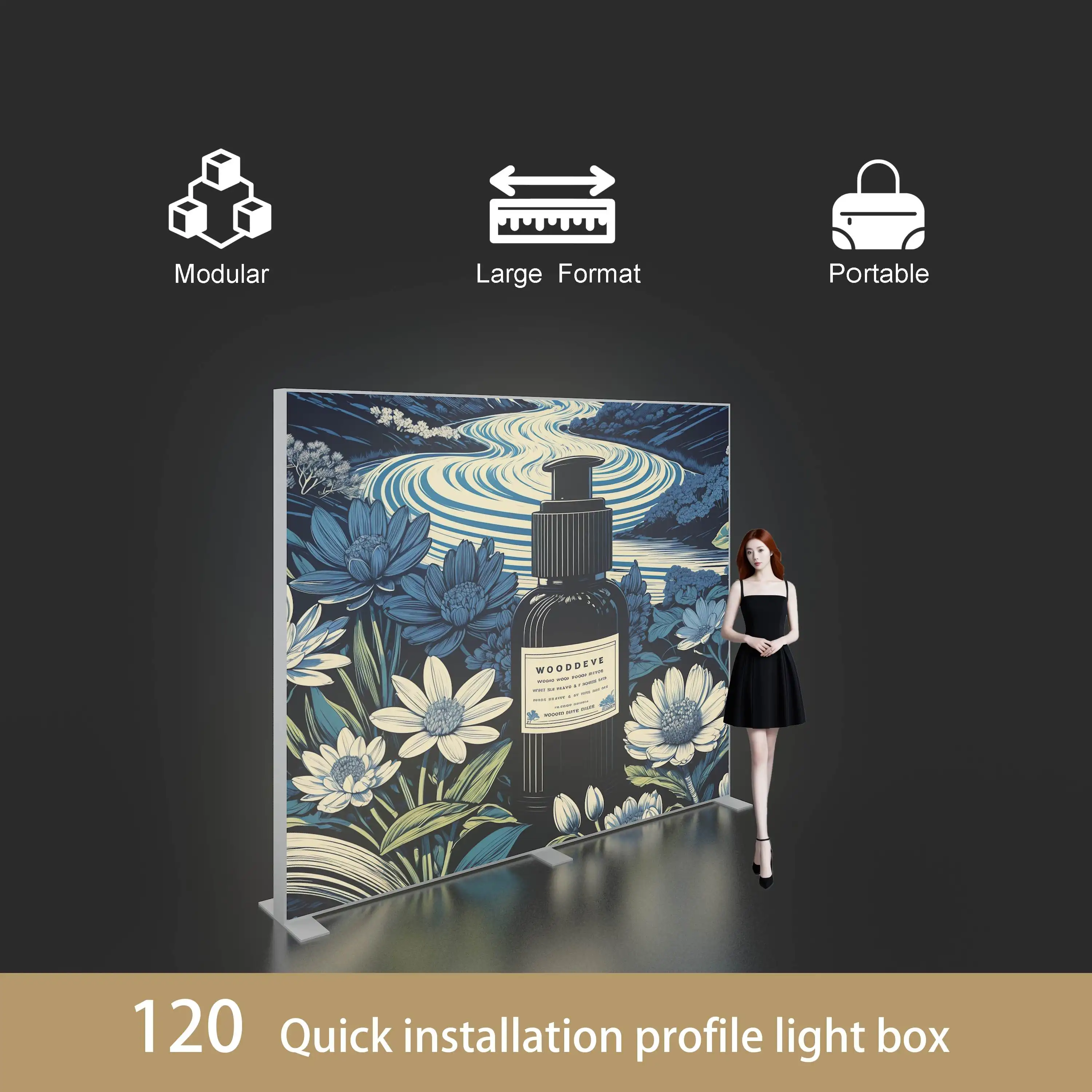 A-NEW Chine vente en gros mur affichage Lightbox mode magasin de vêtements boutique avec boîte à lumière en tissu