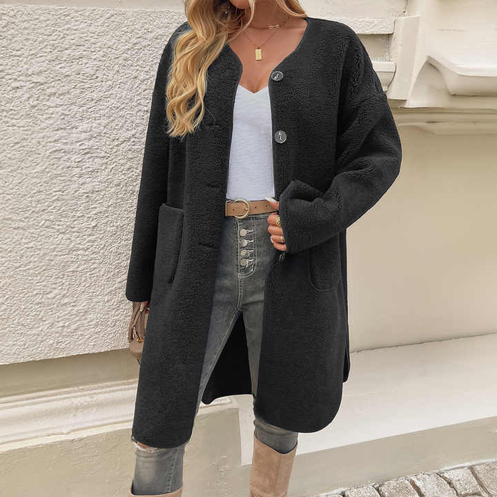 OEM Venta al por mayor de invierno grueso cálido patrón de cuadros abrigo de lana Polar para las mujeres Sudadera con capucha larga con hombro caído bolsillo de talla grande chaqueta