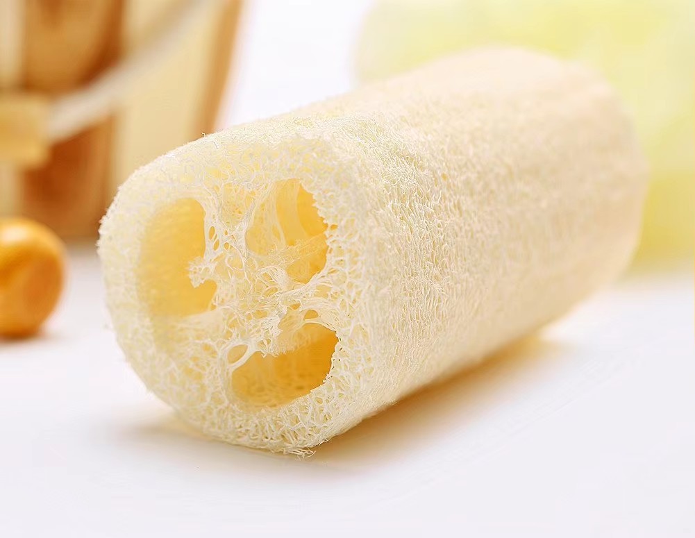 Éponge loofah blanche D5/7cm, H10cm