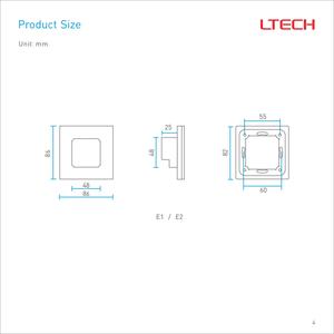 LTECH 2-in-1 PWM Typ RF 2,4 GHz Wireless Tunable White Touch Panel 4A 1-Kanal 96W 12-24V LED Dimmer Controller - Product Image 3