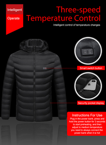 Freely <strong>Selected</strong> Heating Area Winter <strong>Coat</strong> Heating Jacket Electric Warm Jacket 3 File Temperature Controller Men Heated Jacket - Product Image 4