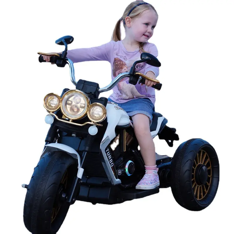 Sepeda motor untuk anak-anak bertenaga baterai 3 roda mainan berkendara listrik sepeda motor dengan musik