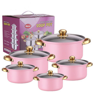 Bán hàng nóng 10 cái thép không gỉ <span class=keywords><strong>Cookware</strong></span> Set không dính chậu Pan soong súp nồi đồ dùng nhà bếp nấu ăn nồi - Product Image 5