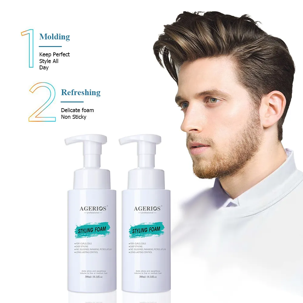 Espuma de estilismo natural para hombres y mujeres, espuma de espuma no pegajosa de larga duración, fuerte sujeción para todos los tipos de cabello