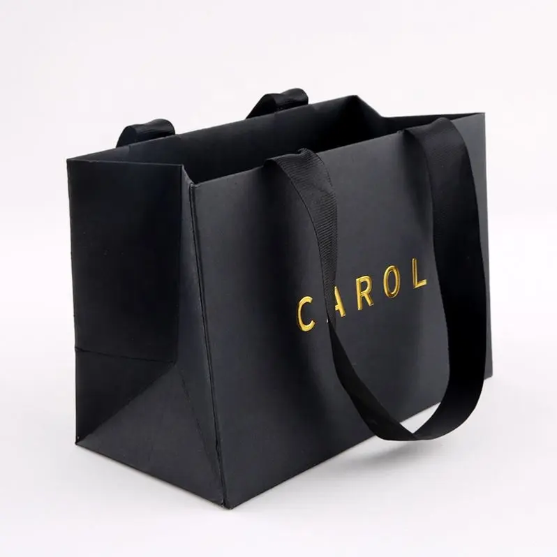Embalaje de lujo personalizado, bolsa de papel kraft para compras con su propio logotipo, bolsas de regalo para tiendas minoristas, pequeñas empresas para zapatos y ropa
