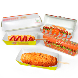 ZJPACK Hot Sale <strong>Customized</strong> <strong>Printing</strong> Disposable Biodegradable Hot Dog Tray <strong>Box</strong> Take Away Food <strong>Containers</strong> Hot Dog <strong>Box</strong>