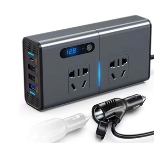 DC 12V-24V至交流220V车载电源转换器200瓦电池充电器插头适配器，用于汽车反相手机和笔记本电脑 - Product Image 1