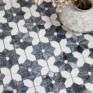 Màu xanh lá cây đá cẩm thạch bằng tia nước Gạch <span class=keywords><strong>Mosaic</strong></span> khách sạn nhà hàng ban công phòng tắm quán cà phê nhà bếp ngoài trời sử dụng sàn đá gạch - Product Image 4