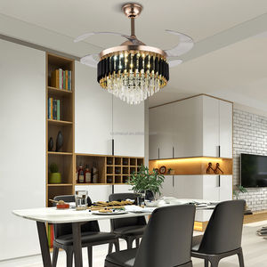 Smart Home 42&quot; Invisible LED 3-Color Ceiling <strong>Fan</strong> <strong>Light</strong> Black Gold Large <strong>Crystal</strong> Chandelier Led Ceiling <strong>Fan</strong> With Remote - Product Image 5