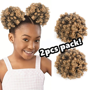 Vivian một hoặc hai miếng trong một gói Marley kinky tóc búi afro coily Puff dây rút đuôi ngựa cô gái trẻ em - Product Image 2