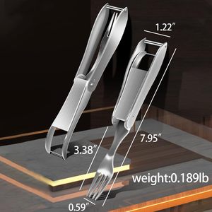 2-in-1 paslanmaz çelik karpuz çatal dilimleme kesici meyve kesici aletler paslanmaz çelik meyve çatalı kavun küp kesici - Product Image 6
