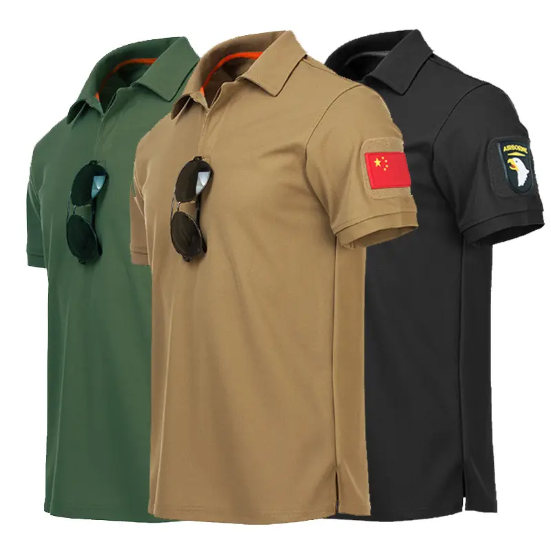 Özel kısa kollu hızlı kuru Polo GÖMLEK erkek tişörtlerin erkek giysileri taktik düz Turn-down Polo GÖMLEK s