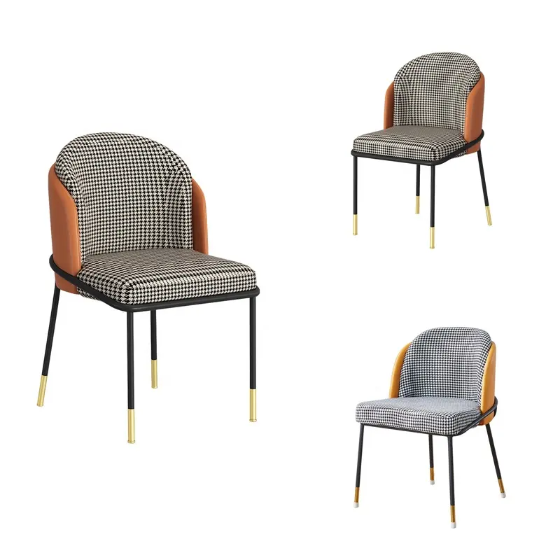 Mobili per la casa moderna di lusso sedia per il tempo libero in tessuto tappezzeria caffè sedia da pranzo con gamba in metallo