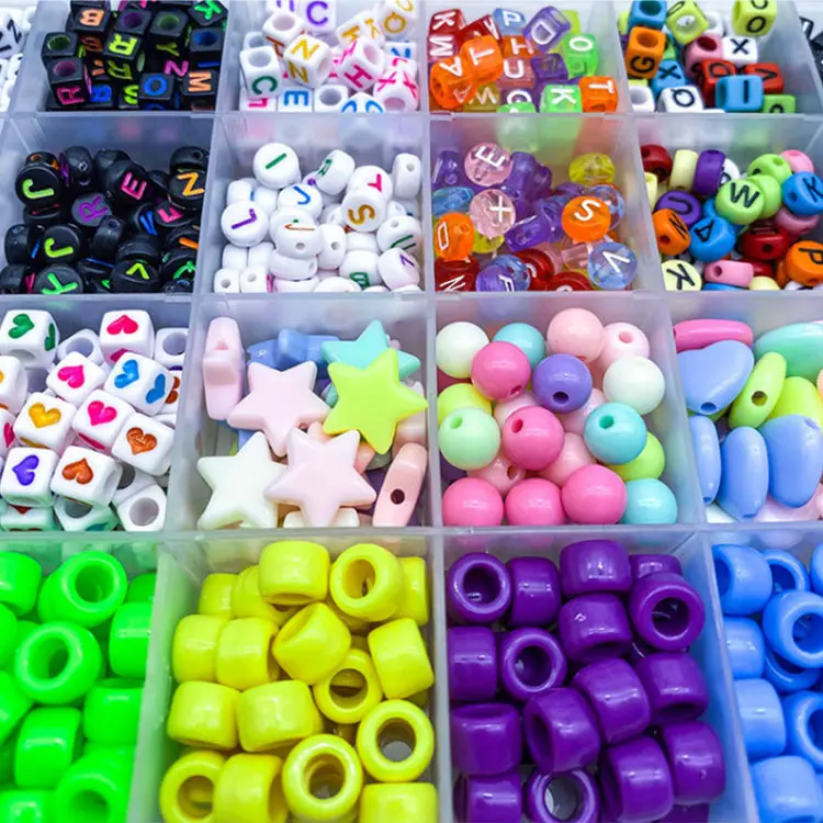 960pcs/set 24 grid Acrylic pony beads and letter beads large hole beads wholesale diy jewelry accessories set