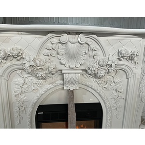 Kunden spezifische natürliche weiße Marmor Stein Kamin Skulptur Dekoration handgemachte Schnitzerei Marmor Kamin Surround Mantel - Product Image 5