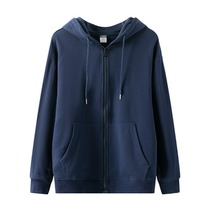 卸売業者フード付きセーターメンズルーズ無地ジッパーカップルセーターコート刺繍ロゴカスタム作業服メンズウェア