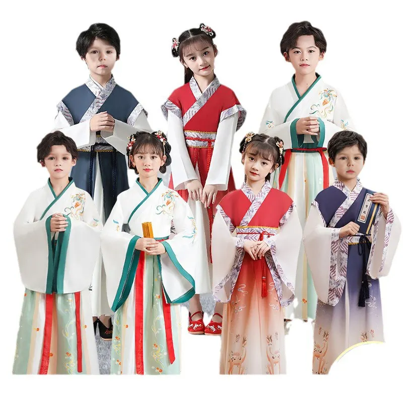 2024 geleneksel kadın ve çocuk Modern Hanfu elbise sahne performansı yetişkinler ve kız erkek için uygun Tang