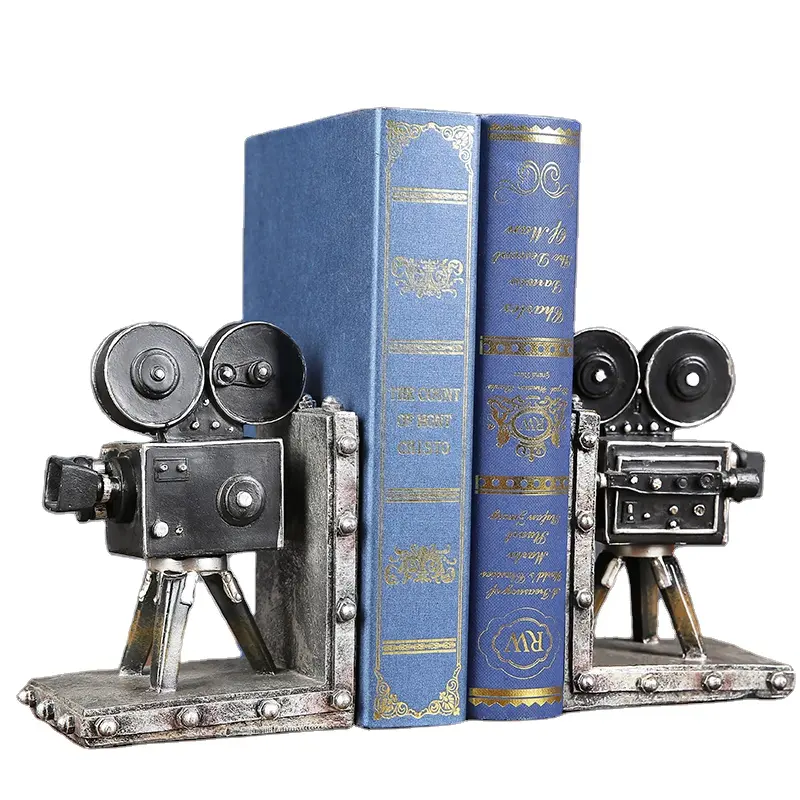 Custom resin Crafts Vintage Camera Bookends Retro Bookshelf Decor Bookends Books Support