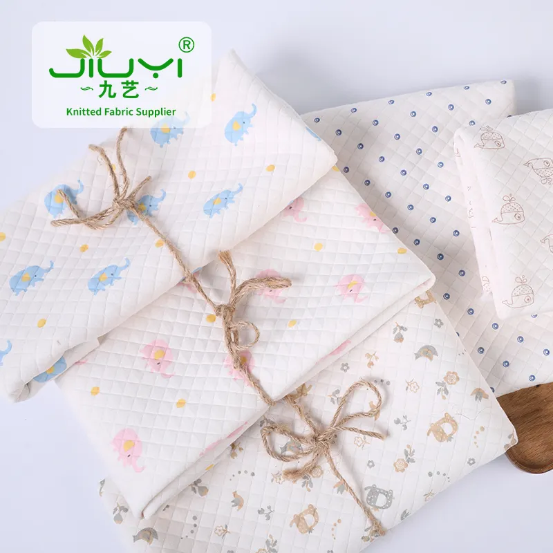 En gros impression personnalisée ours double face oeko-tex standard 100 coton d'ameublement jacquard enfants tissu pour vêtements de bébé