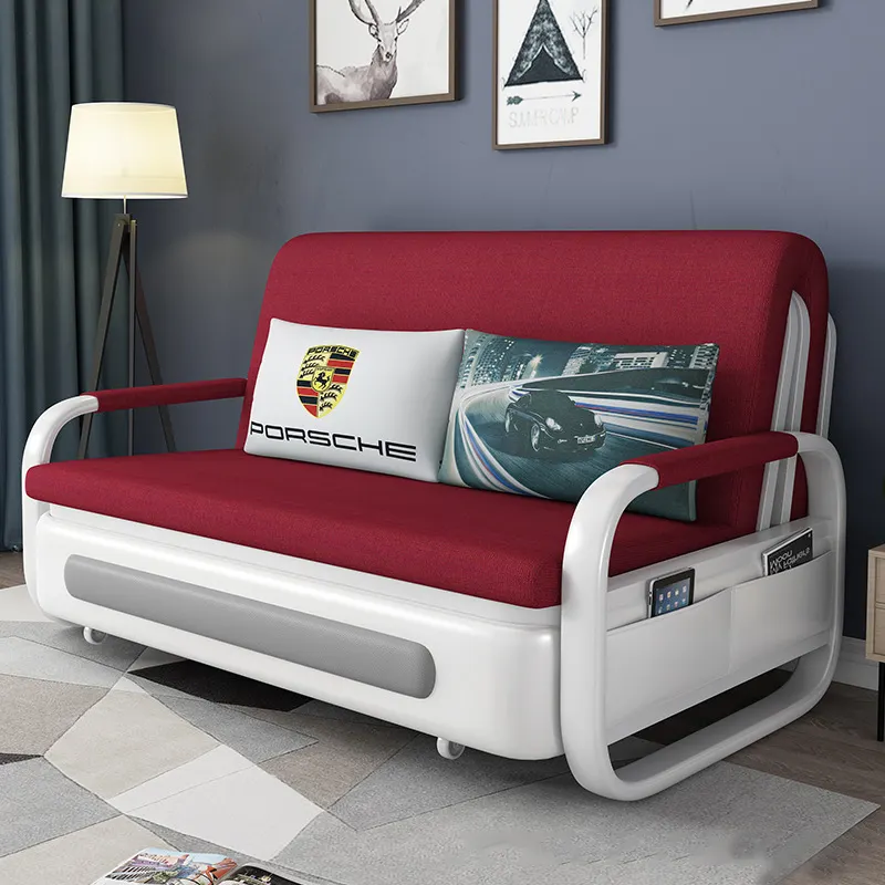 Sofá-cama dobrável multifuncional de dupla finalidade, sofá duplo de combinação de tecido, novo design por atacado