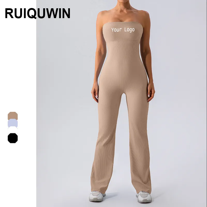 RUIQUWIN Custom Logo Casual Flare Hosen Fitness Gym Wear Frauen Gym Fitness Workout Jumps uit Spiel anzüge Bodys