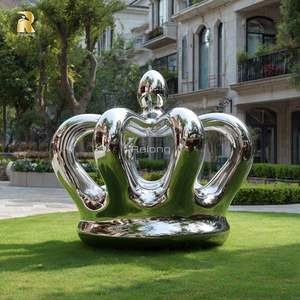 Tùy Chỉnh Thiết Kế Phong Cách Châu Âu Lớn Thép Không Gỉ Vương Miện Tác Phẩm Điêu Khắc Cho Lâu Đài Trang Trí Ngoài Trời - Product Image 6