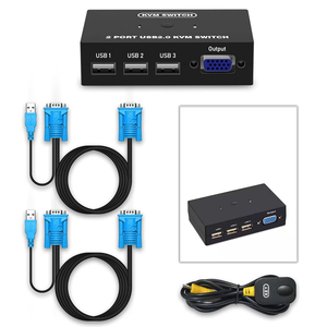 USB VGA KVM-Switch für 2 PC Teilung 1 Video-Monitor und 3 USB-Geräte, Tastatur-Maus-Scanner-Drucker