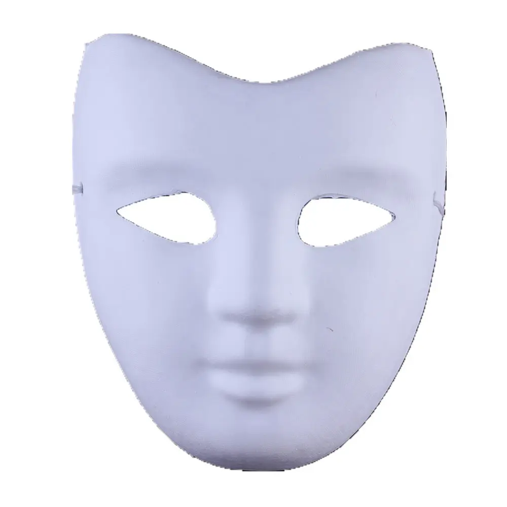 Máscara facial branca pintada à mão, máscara de design de dia das bruxas para o rosto de baile, masculina e feminina