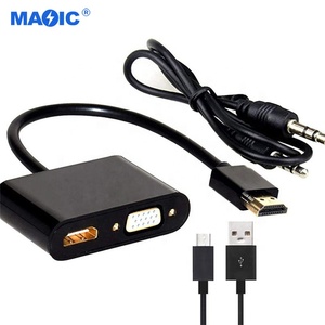 Convertidor de cable HDMI a HDMI VGA, adaptador hdmi vga con audio y cable de alimentación USB, hardware de ordenador 4 en 1 - Product Image 2
