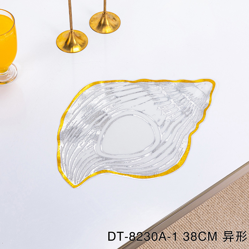 Sea Shell Shape Irregular Cute Gold Dinning PVC Plastic Placemats