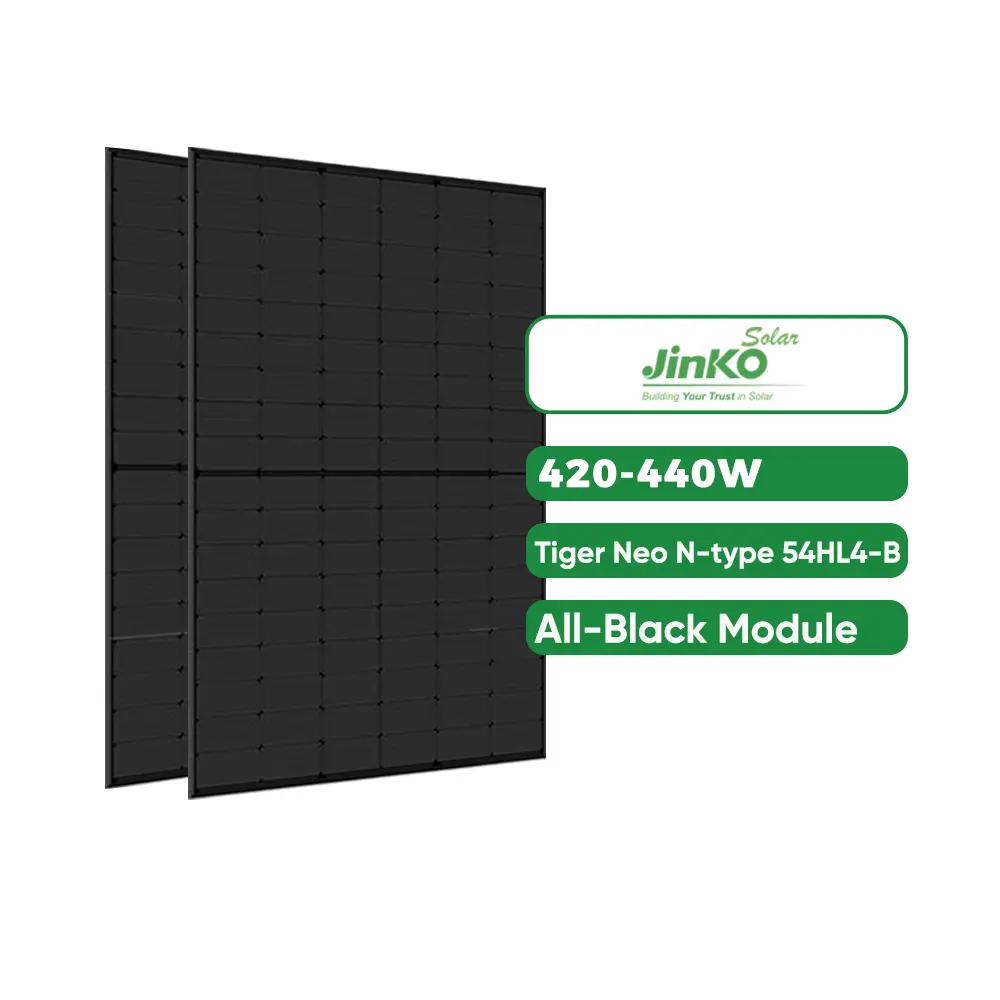 Jinko Tiger Neo N-type Soler Panneau Solaire Mono Placa solar Lista de precios 420W 430W 440W Módulos Pv Panel solar negro completo