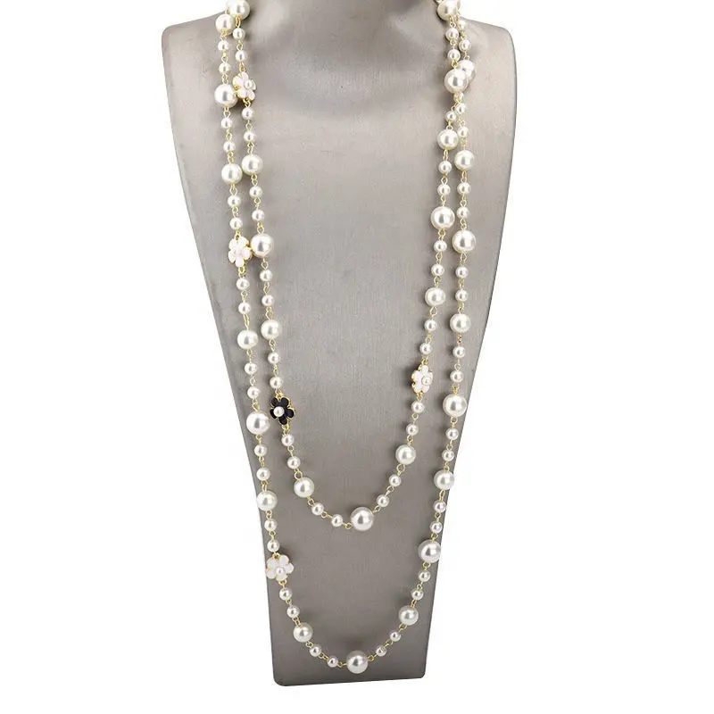 Commercio all'ingrosso 4mm collana di gioielli di perle Logo personalizzato ciondolo con ciondolo di perle di conchiglia d'acqua dolce collana a catena per le donne