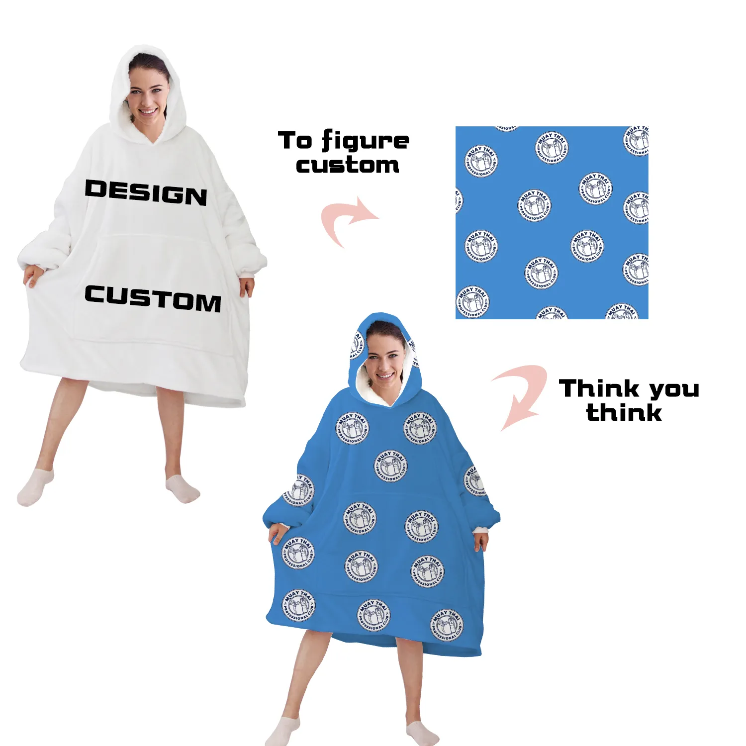 Hot Sale New Design Cozy Custom Print Fleece Wearable Blanket Hoodie Sherpa Oversized Hoodie Blankets For Winter