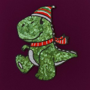 Green Sequin Dinosaur Patch Iron On <strong>T</strong> <strong>Rex</strong> Design for Winter Apparel Projects - Product Image 1