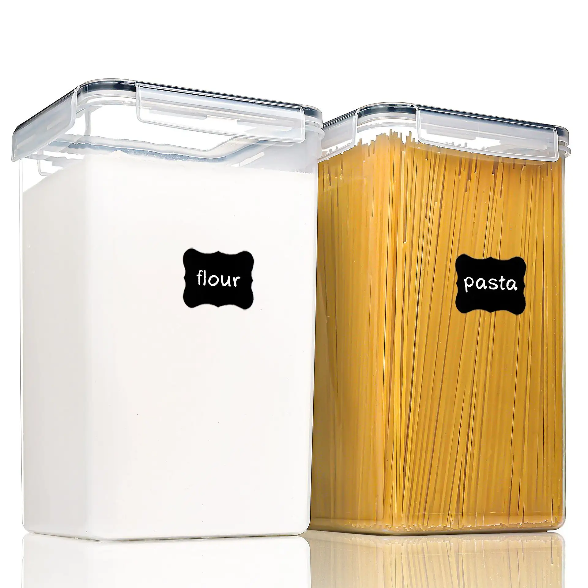 Contenedor de harina de gran capacidad de 6,5 L, contenedor de almacenamiento de pasta para alimentos PET, contenedores de comida de plástico transparente con tapa