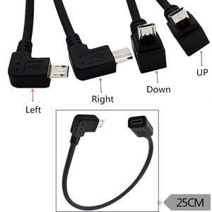 高品质USB 3.1 C型母对微型USB 2.0 5pin公弯头90度左右向下延伸电缆 - Product Image 2