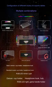 X-şekilli RGB oyun masası-ev ve Esports için karbon Fiber LED bilgisayar masası (Modern Metal/Panel tasarımı) - Product Image 5