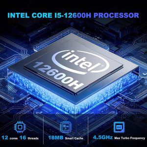 AWOW HI12ミニPC Intel Core I5 12600H(12C/16T 4.5GHz) 16GB DDR4 512GB PCIe3.0 SSDトリプルディスプレイ4K RJ45 2.5G LANタイプC新品 - Product Image 2