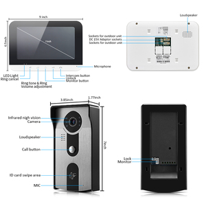 Timbre de intercomunicador de vídeo de alta calidad con desbloqueo de tarjeta RFID y función de visión nocturna Sistema de timbre de intercomunicador de vídeo para Villa - Product Image 6